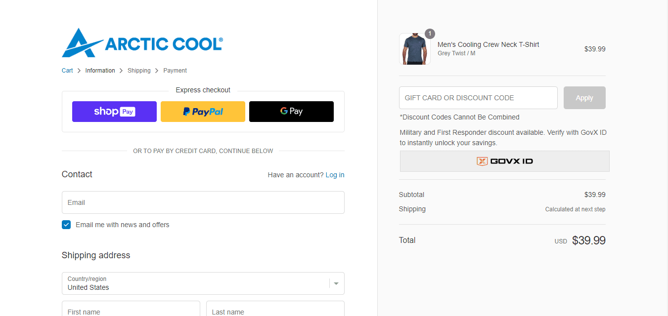 Arctic Cool apply coupon code